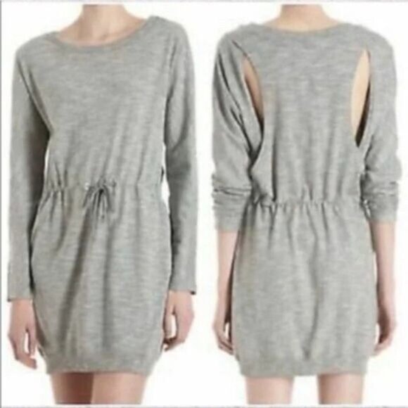 RAG & BONE Knit Sibella Drawstring Waist Dress Grey Sz M - Picture 16 of 16